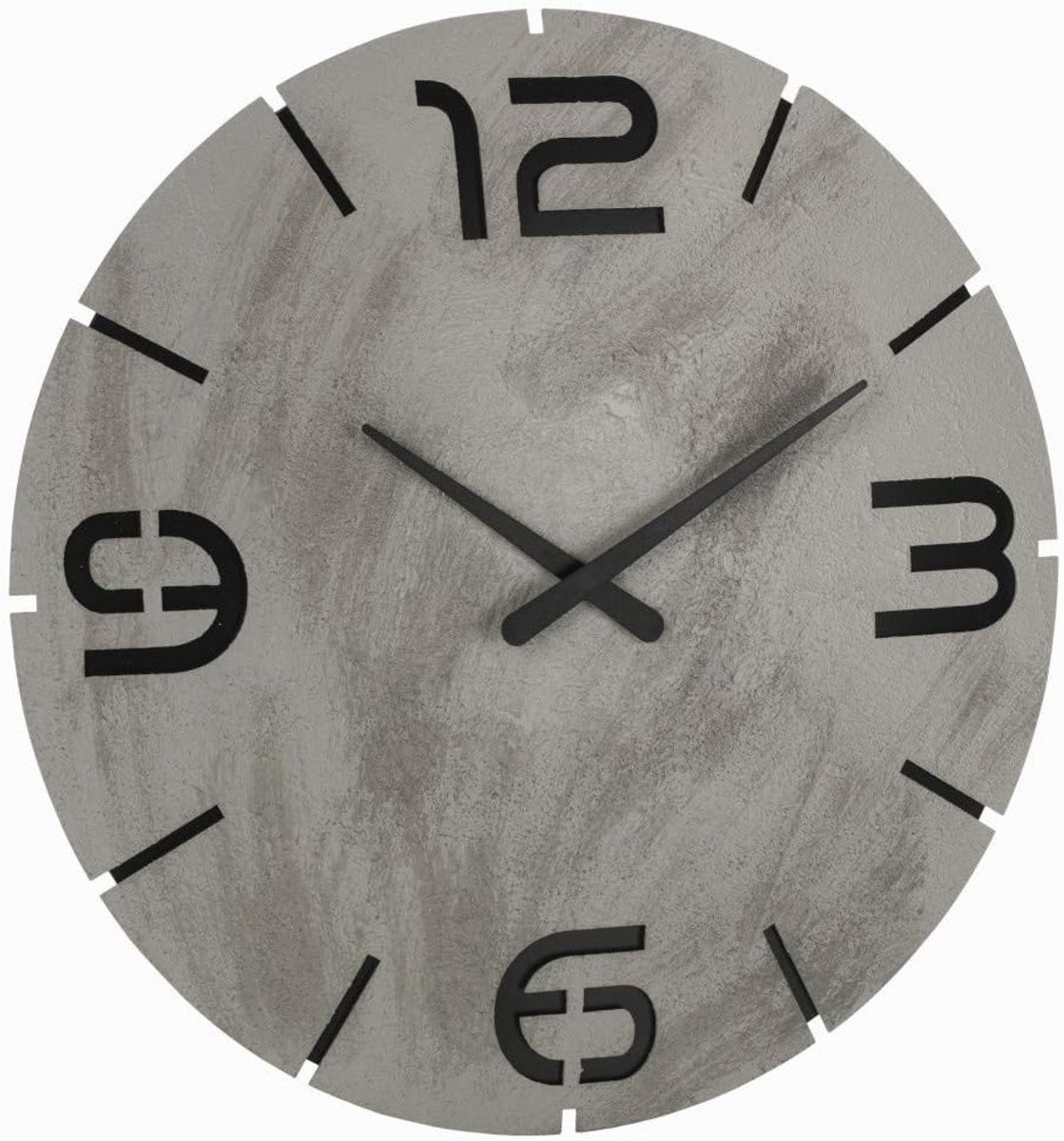 Draadloze analoge wandklok met betonlook en zwarte cijfers