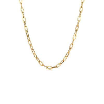 Kette ohne Anhänger ELLI "Halskette Gliederkette Oval Silberfarben" Gr. 47, gold, Halsketten, Damen, ohne Stein, Messing
