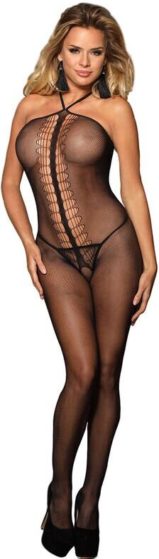 SUBBLIME bodystocking réseille avec haut licou noir taille unique