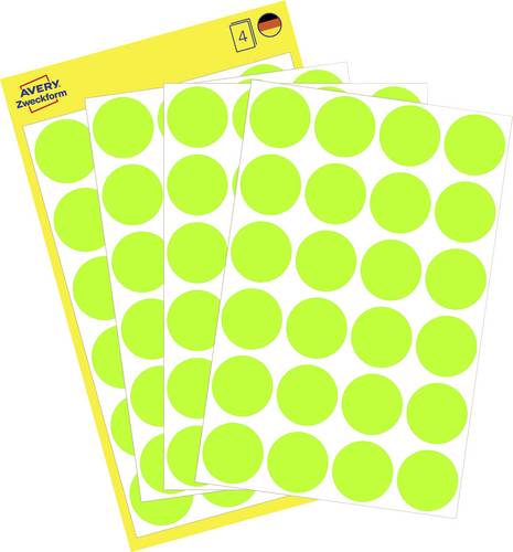 Avery-Zweckform 3174 Markierungspunkte Etiketten Ø 18mm Leuchtgrün 96 St. Permanent haftend Papier