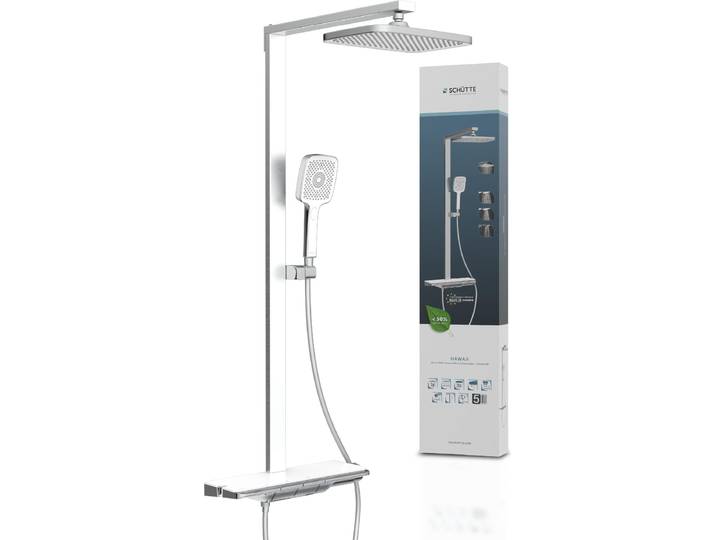 60585 HAWAII Überkopfbrause-Set, Chrom/Weiß, mit Thermostatarmatur