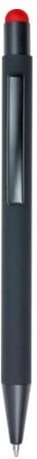 Stylo bille personnalisable avec toucher gomme Formentera caoutchouc métal aluminium rouge