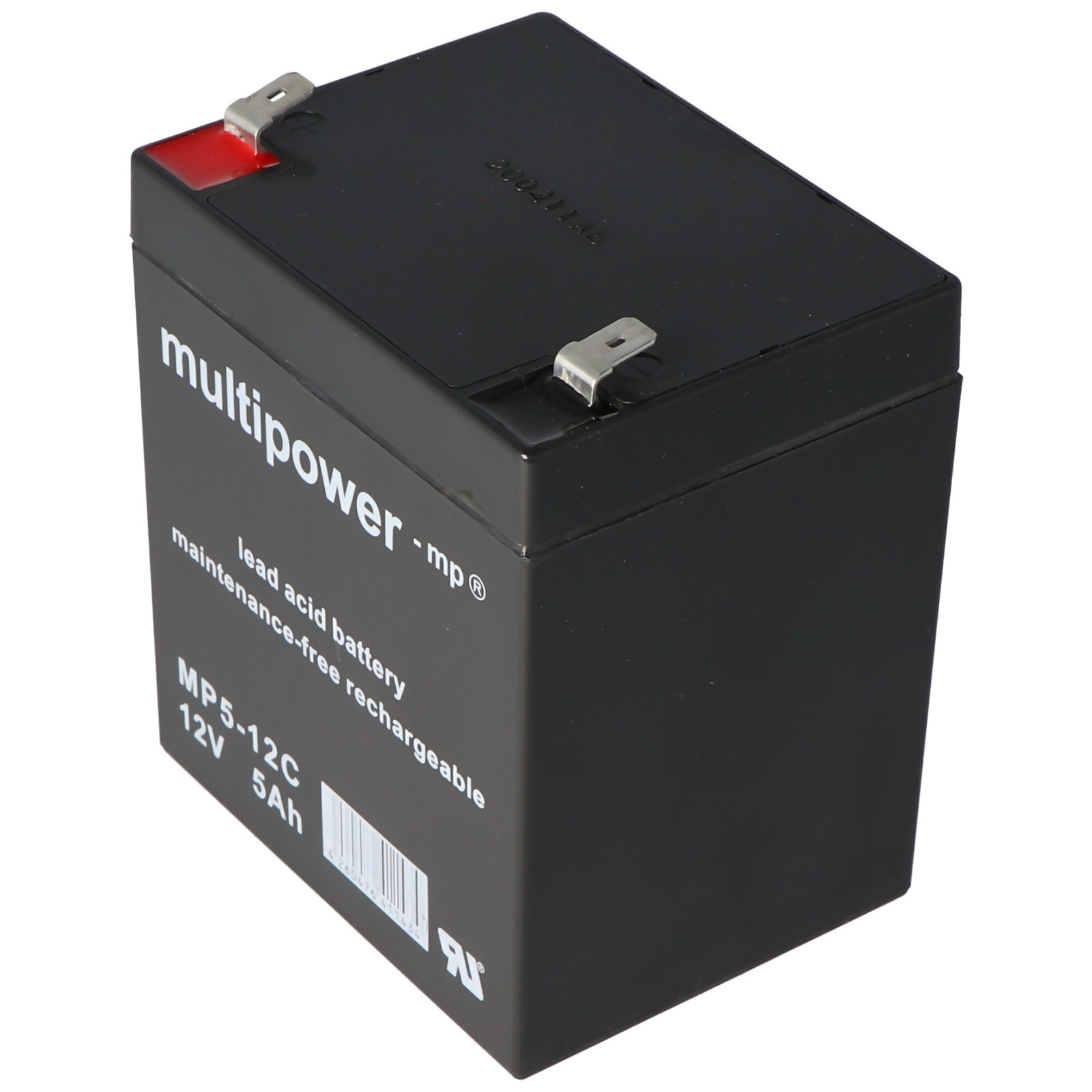 Multipower MP5-12C loodaccu, 12 volt, 5Ah, met 6,3mm Faston-aansluiting