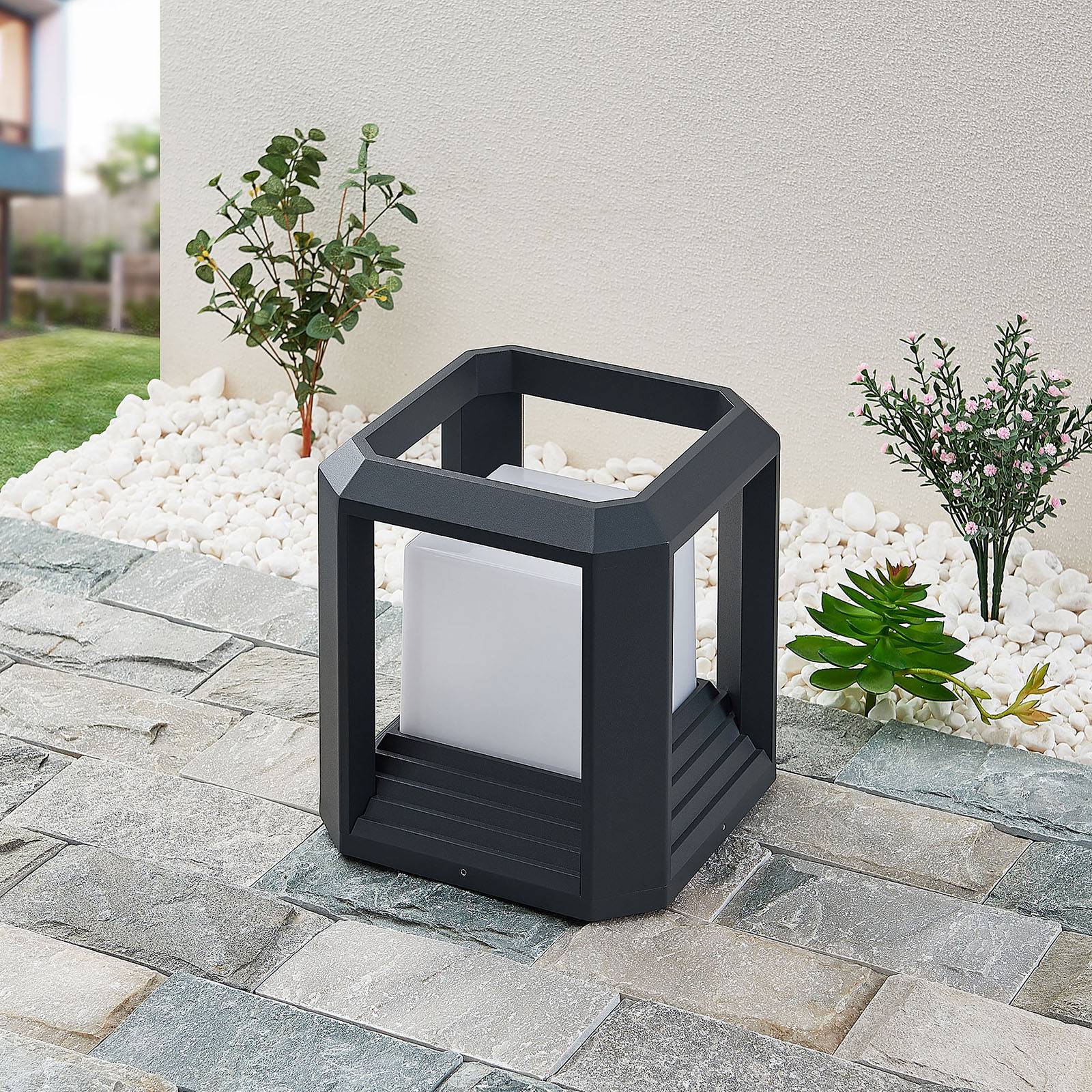 LED Pillar Light Serenella Lucande, Black, Aluminium, Modern, Outdoor lights