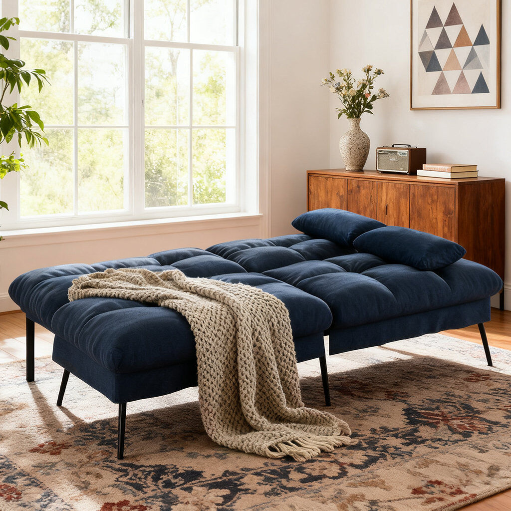 Norden Home Fabric Sofa Bed Blue 74cm H X 182cm W X 95cm D