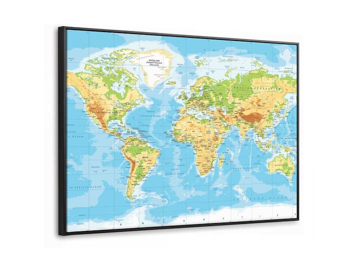 MuchoWow Leinwand Bilder mit Rahmen - Weltkarte - Statistisch - Blau - Erde - Bildung - 80x60, Rechteckig, 80x60 cm, gerahmt, Bilder & Rahmen, Bilder, Leinwandbilder