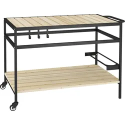 SERVIERWAGEN, Barbecue Trolley mit 2 Regalen, Haken für Garten, Balkon, Natur