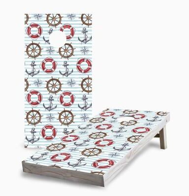 Skip's Garage Nautical Stripe Pattern Cornhole Boards