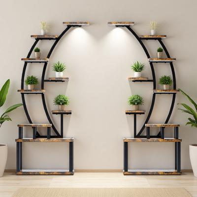 ZWYO HOSIMU "63.5""H 2PCS Metal Plant Stand with Grow Lights, 9 Tiered Plant Shelf, Large Plant Rack Display Shelves, Corner Plant Holder"