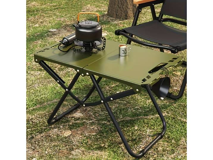 Table de camping pliante légère, bureau de pique-nique avec poignée de transport, base trépied, idéale pour les activités de plein air, accessoire de camping