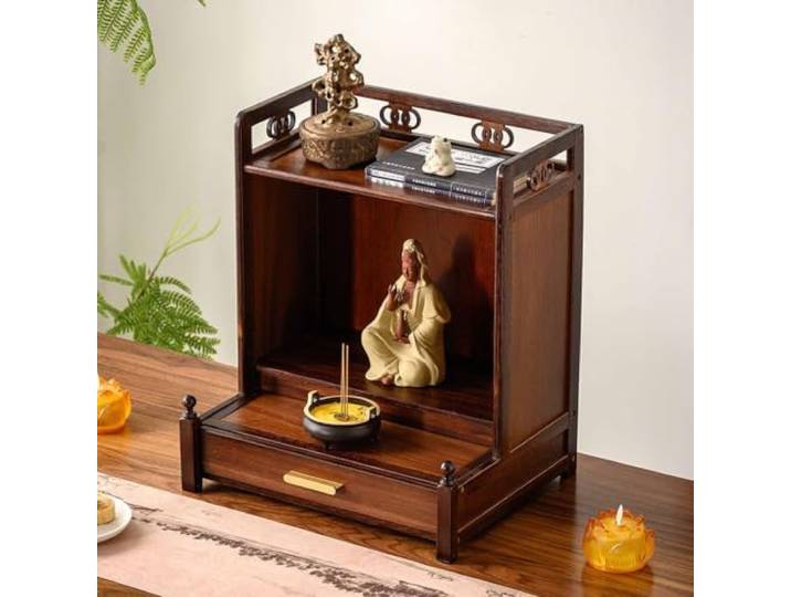 Wandmontierter Buddhismus‑Altar，Buddhistische Altar-Buddha-Nischen, Schrein Wand- & Tisch-Buddha-Schrein Mit Aufbewahrungsschublade, Buddha-Altar，Meditation Räucherwerk Zen Regal，Für Zuhause