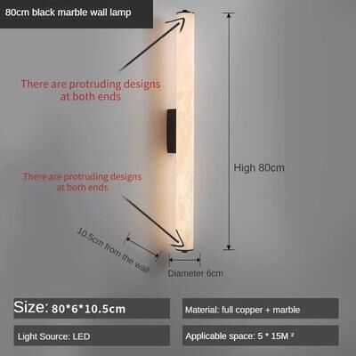 Inspired Living Luxury Spanish Marble LED Wall Sconce Full Copper Modern Snowflake Design black 80cm