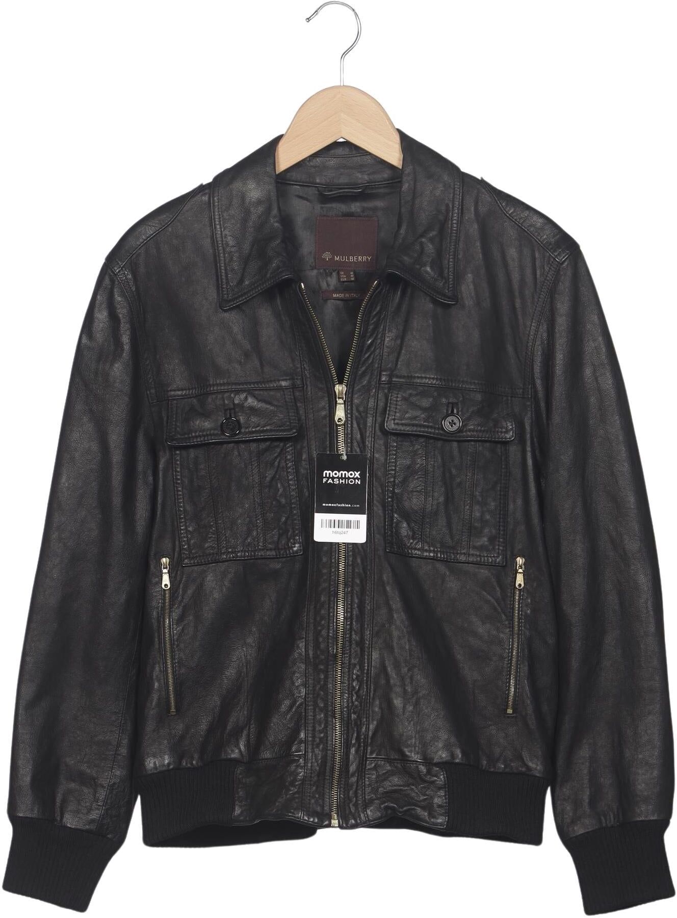 Mulberry Herren Jacke, Schwarz, Gr. EU 50, Viskose / Leder - Second Hand