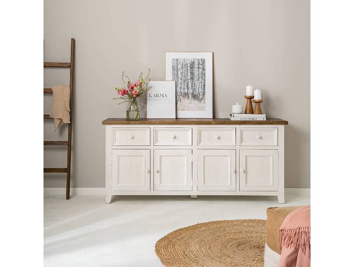 Sideboard II 180 x 80 x 45cm Weiß/Kiefer Weiß