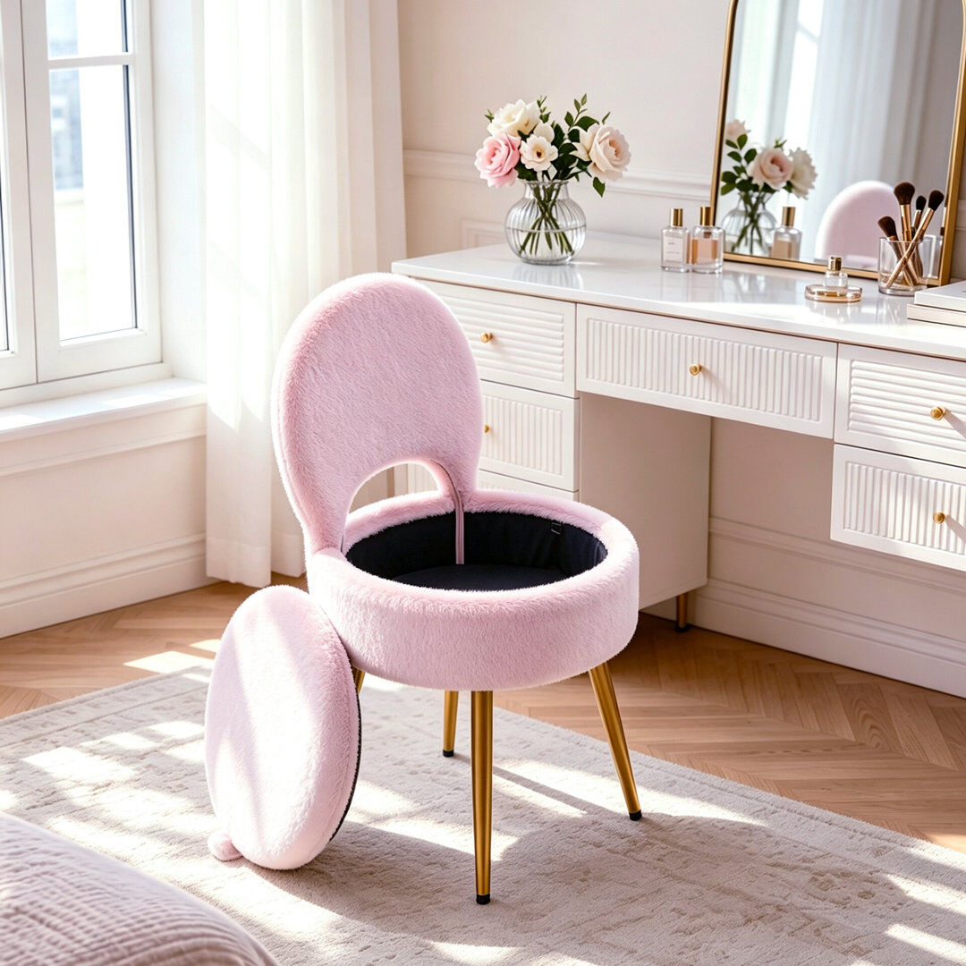 Canora Grey Plywood Accent Stool Pink 76.5cm H X 43cm W X 39.5cm D