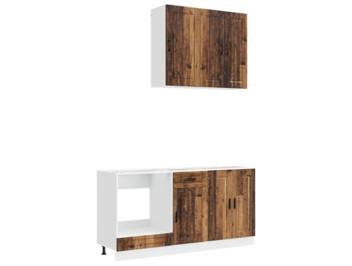 Favemtsl Küchenzeile 5-teilig Küchenschränke Set Altholz Holzwerkstoff Modulare Küchenschrank Kombination aus Holzwerkstoff in Altholz-Optik für flexiblen Stauraum in Kochbereich und Küche.