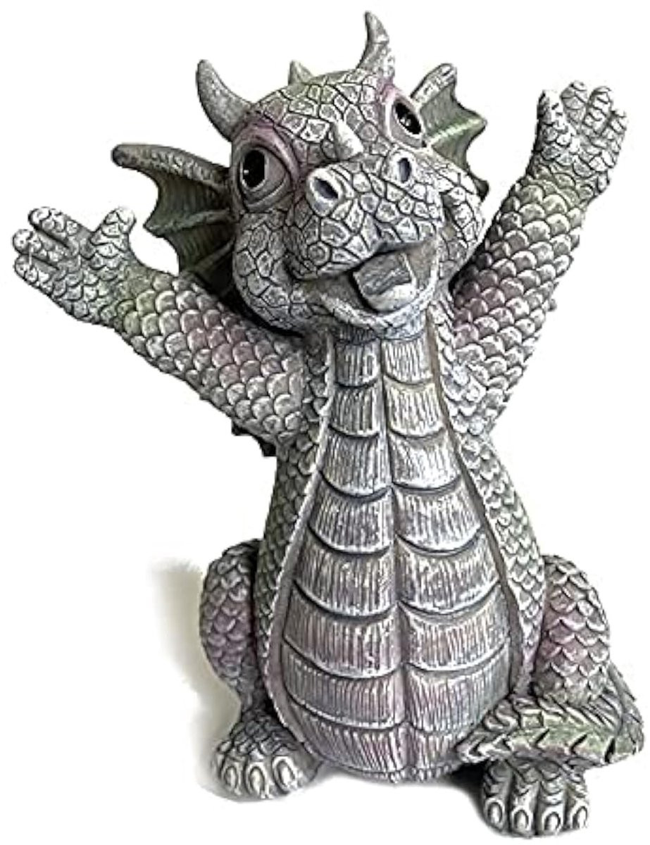 Dailygoods Drakenhars Standbeeld - Handgeschilderd Tuinbeeld voor Buiten en Binnen - Kunstsculptuur Ornament