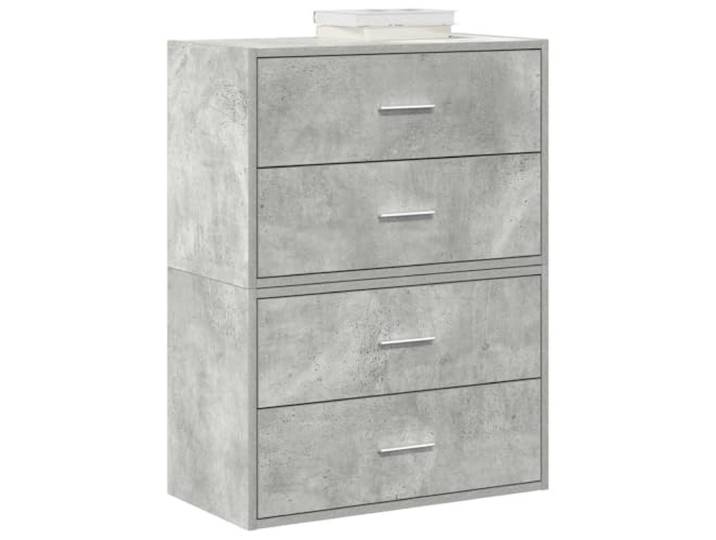 FMPGJLYH 2er Set Nachttische Schubladenkommode Betongrau 60x31x40 cm Platzsparend stapelbar, Vielseitig einsetzbar, Robuster Holzwerkstoff