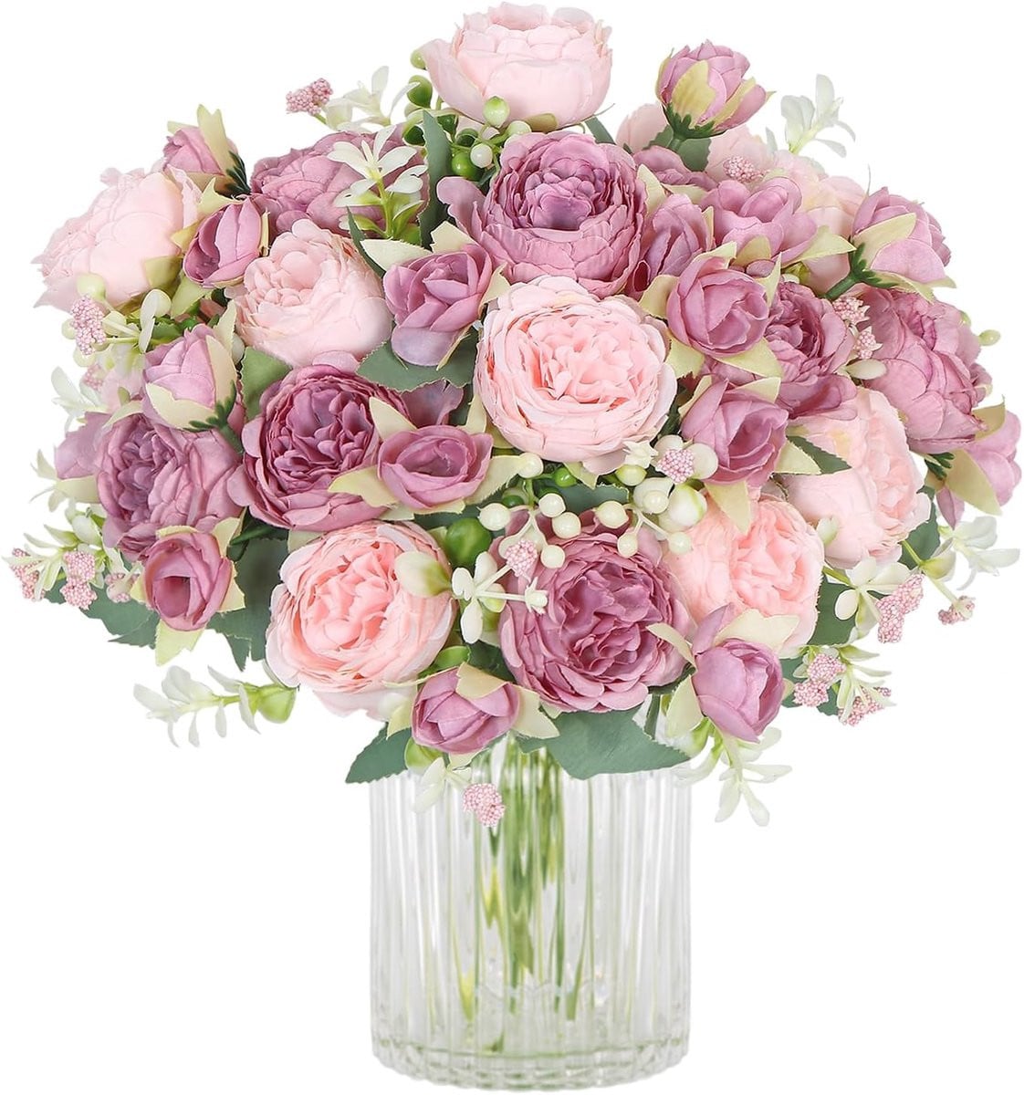 SnelShoppen Kunstbloemen Boeket Faux Pioenrozen - 4 Bundels Zijde Peonies voor Bruiloft en Tafeldecoratie