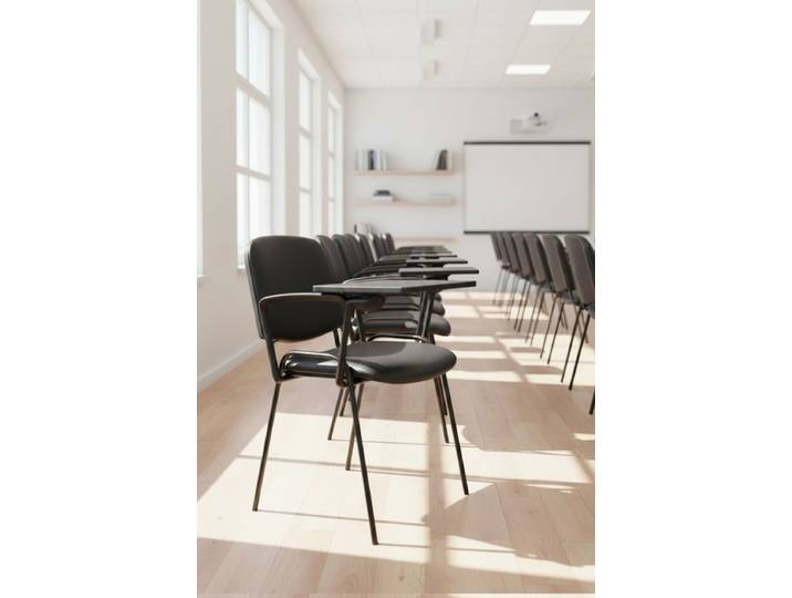 4er Set Ofis Kunstleder Schreibtablar Armlehnenstühle - Schwarz