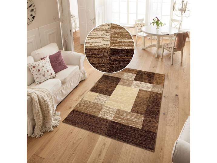 Teppich GOODPRODUCT Melvin Gr. 4, braun, B:160cm H:8mm L:230cm, Kunstfaser, Teppiche, Teppich, schön weich, Kurzflor Teppich Karo-Muster, Wohnzimmer, Esszimmer