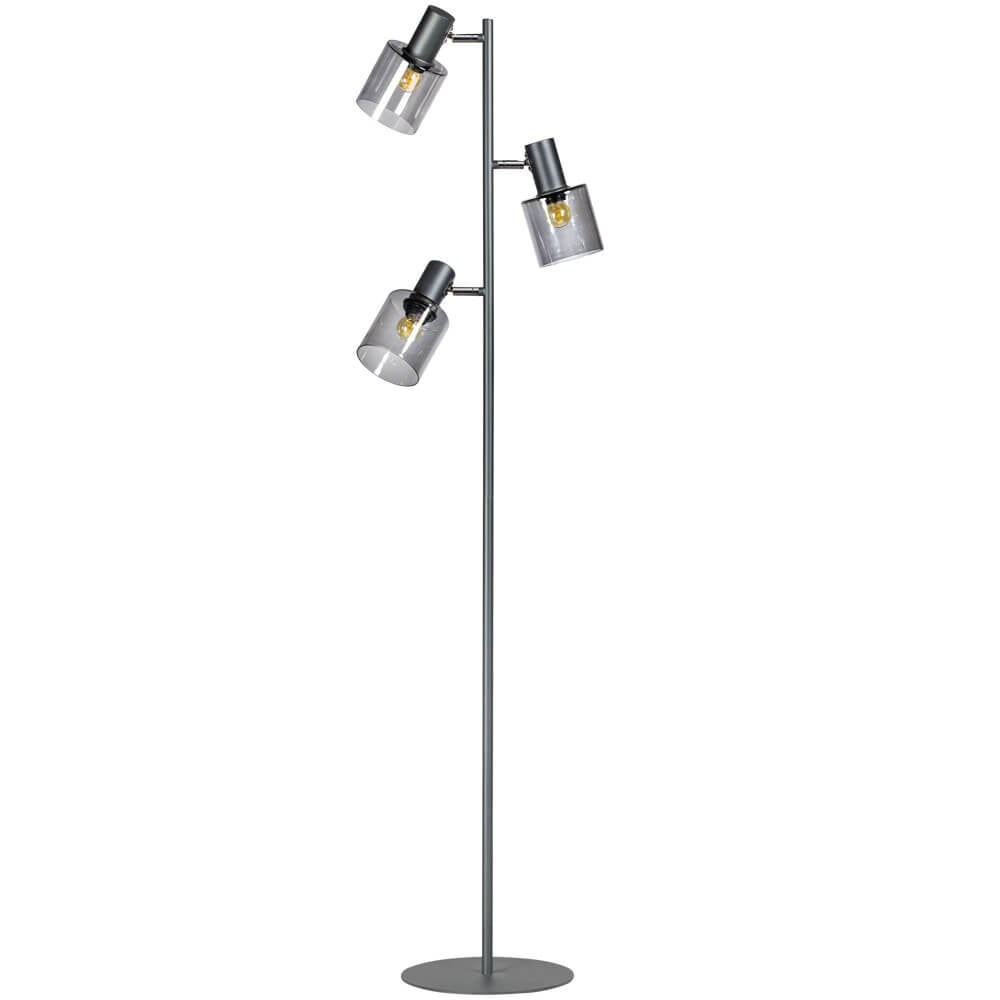 ETH Sledge Glass vloerlamp met 3 lichten, zwart met rookglas