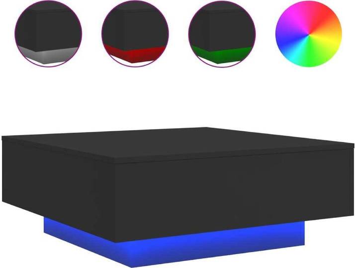 vidaXL Table basse avec lampes LED Noir 80x80x31 cm