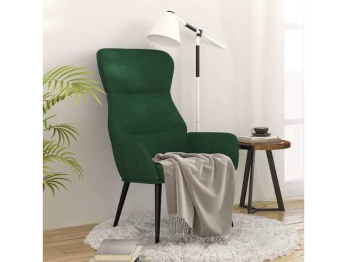 HEFZGDB Relaxsessel Dunkelgrün Stoff Dick Gepolstert mit Metallrahmen für Wohnzimmer Sitzkomfort und Stabilität