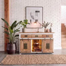 Sideboard Mango / Altholz 150x45x90 weiß lackiert RAILWAY LUX #500