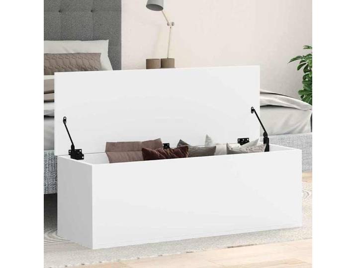 Boîte de rangement blanc 102x35x35 cm bois d'ingénierie boîte à couvertures coffre de rangement boîte de rangement 840688