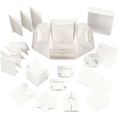 Creativ Company Geschenkdosen/-schachteln Explosion Box, Naturweiß, Größe 7x7x7,5+12x12x12 cm, 1 Stk