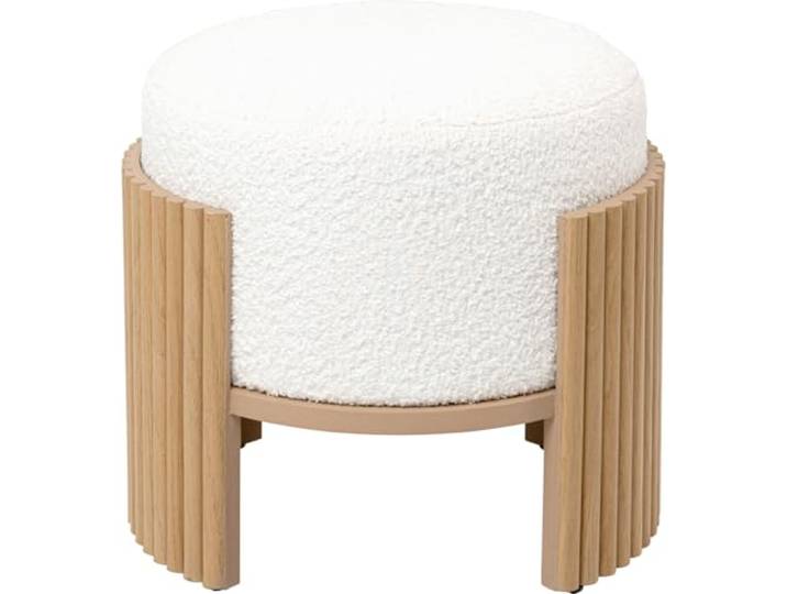 Kare Design Hocker Samu Nature, Braun/Weiß, Ø43cm, Rund, Sitzhöhe 40 cm, Sitzhocker, Modern, Pflegeleicht, Flur
