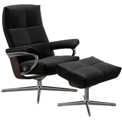 Stressless Sessel mit Hocker David Cross Leder Schwarz Batick Black L (Large)