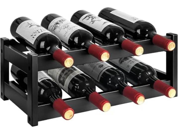 LIUCHUCHU Kreatives Weinregal Unabhängiger, bodenstehender 6-stöckiger Weinschrank mit Tischplatte, geeignet for Bars, Restaurants(Noir)