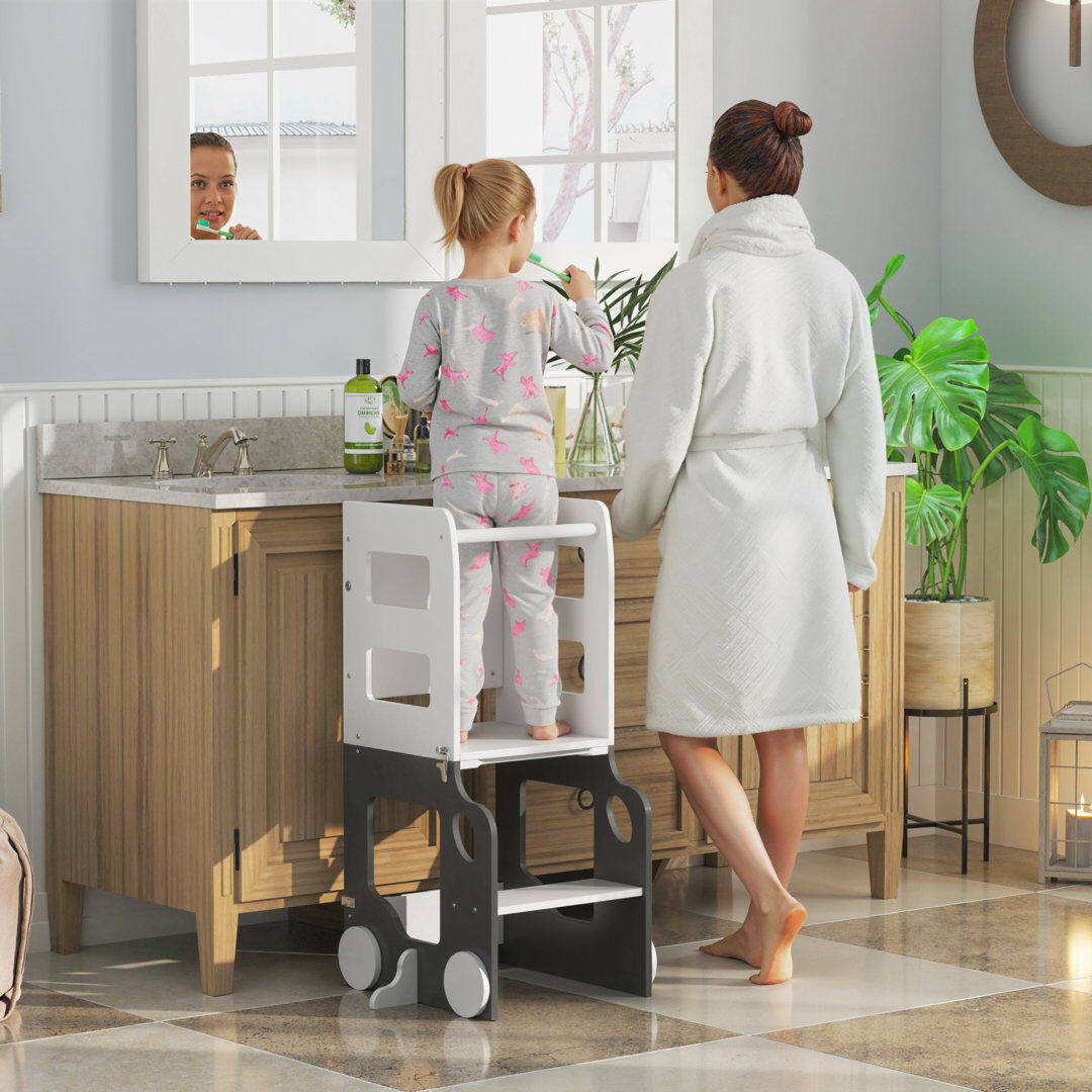 Isabelle & Max AIYAPLAY Toddler Step Stool, 4 in 1 Foldable Toddler Step, Grey Grey 92cm H X 58cm W X 46cm D
