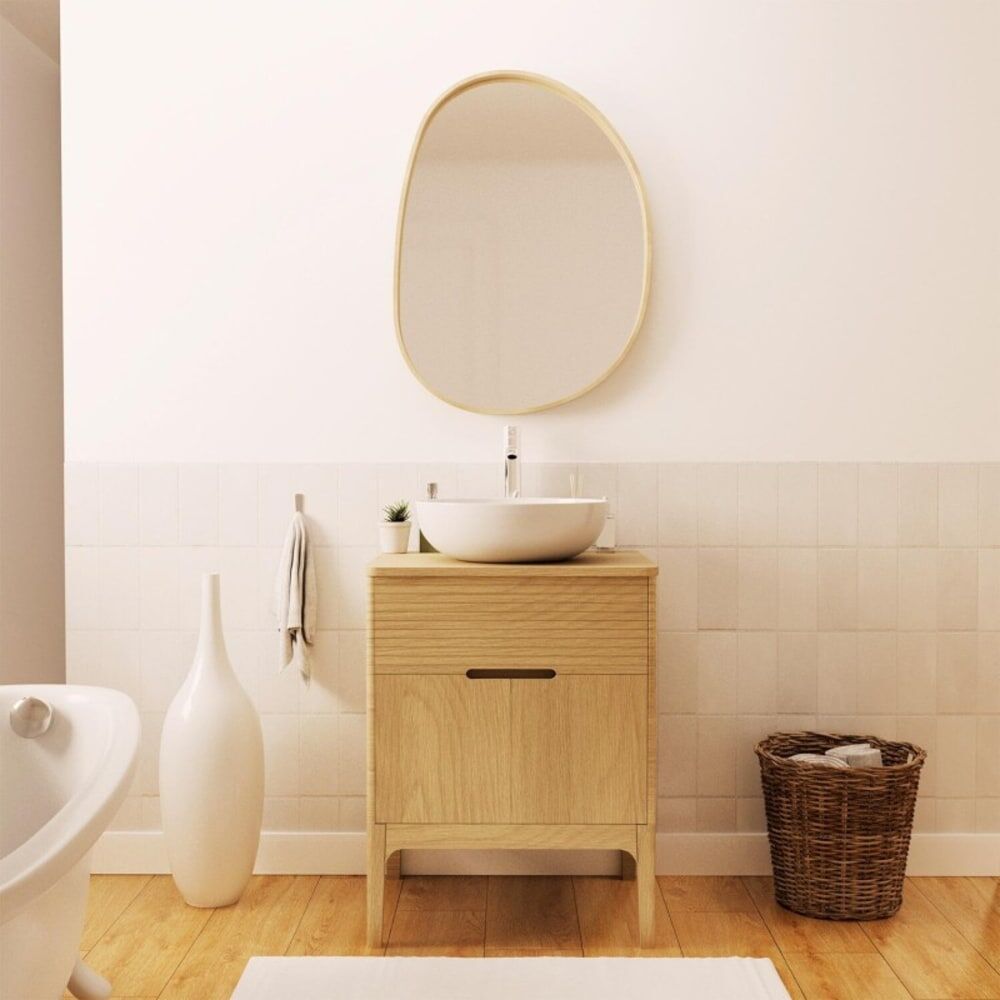 Mob In Meuble vasque robinet et miroir Beige 60x78x50cm