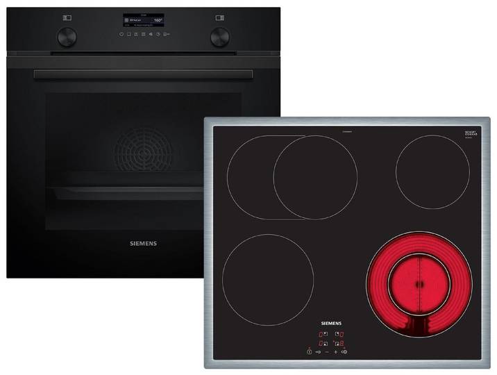 SIEMENS Backofen-Set, mit Teleskopauszug nachrüstbar, Pyrolyse-Selbstreinigung, TouchControl-Bedienung