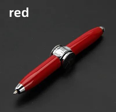 Perfect Picks Market Multifunctional LED Gyro Pen Spinner Fidget Stress Relief Toy & Ballpoint Pen Gift 1pcs Red