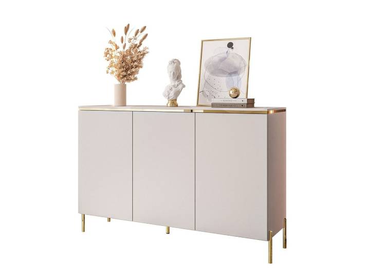 KOMMODE AURORA 3D Kaschmir mit gerade Goldchrom Fuße