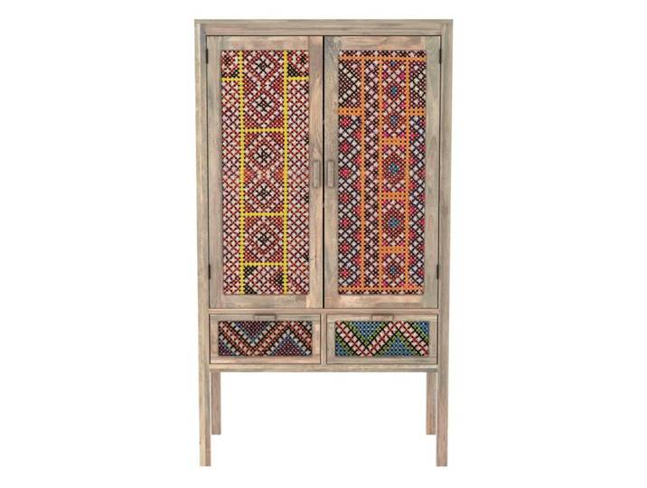 Armoire 2 portes 2 tiroirs en manguier et cannage coloré - Massaï - Maison Pavane