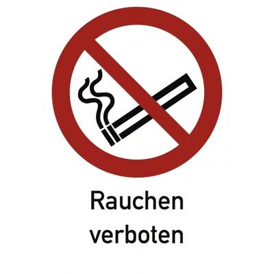 Rauchen verboten ISO 7010, Kombischild, Alu, 131x185 mm