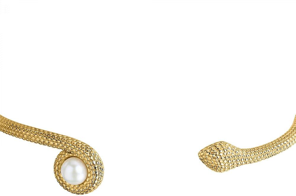 Jonc Impala En Plaqué Or Jaune Et Perle De Culture Blanche Femme