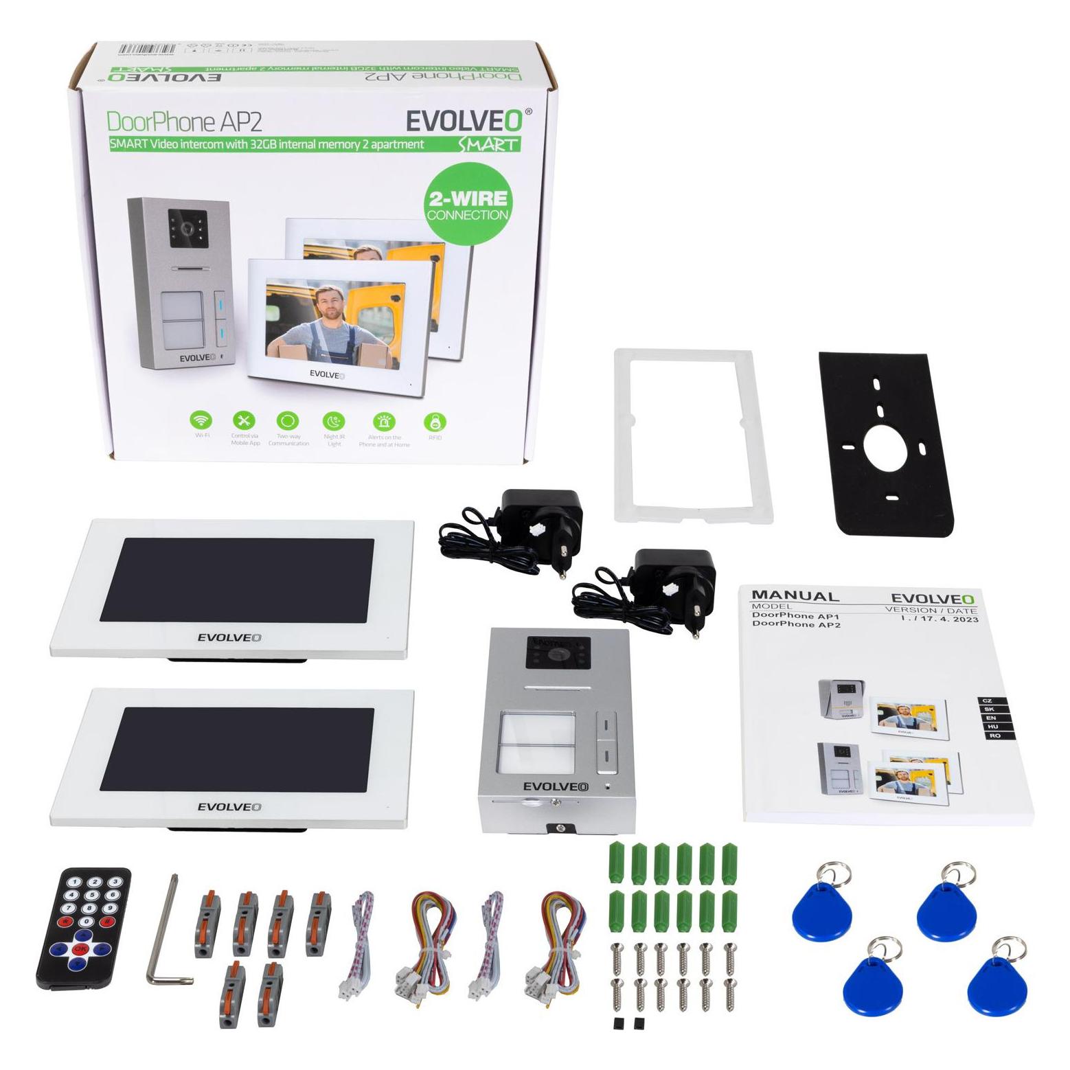 Evolveo DoorPhone AP2-2 drátový videotelefon pro dva byty s aplikací (Kabelgebunden, WLAN) (DPAP2-W)