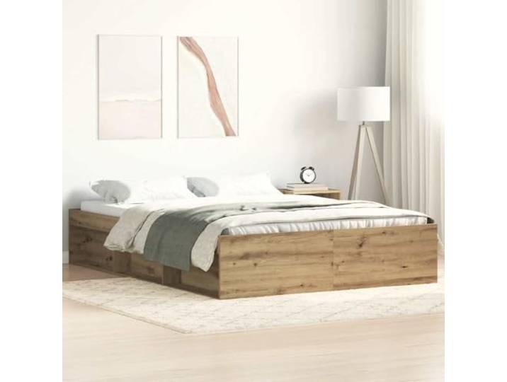 Holzwerkstoff mit Stauraum Schlafzimmer Bettgestell 140x200cm Braun Bettgestell ohne Matratze Artisan-Eiche 140x200cm Holzwerkstoff mit Stauraum Massivholz Lattenrost Stabil
