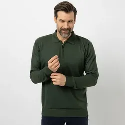 DENIM & CO. Herren Pullover 1/1-Arm Polokragen Reißverschluss