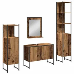 vidaXL Badezimmermöbel Set mit Speicher 4 pcs Braun 33 x 33 x 185.5 cm