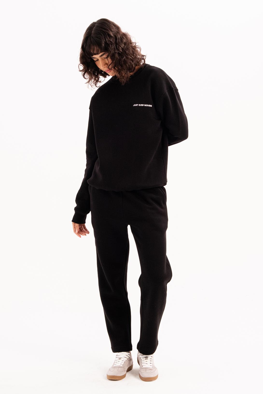 JUSTEVER Relaxed Fit, hochgeschnittene, fleecegefütterte schwarze Damen-Trainingshose - Echo