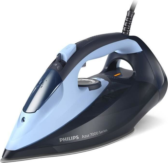 Philips Serie 7000 Stoomstrijkijzer, 2800W, 50g/min stoom, Quick Calc Release, SteamGlide Elite strijkzool, donkerblauw & lichtblauw