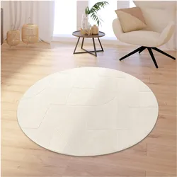 TT Home, Teppich, Wohnzimmer Teppich Schlafzimmer Hochflor Weich Waschbar Uni 3D-Optik Modern (120 cm)