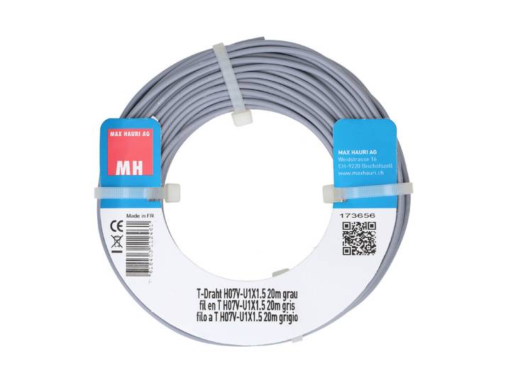 Max Hauri AG T-Draht H07V-U1X1.5 20m grau